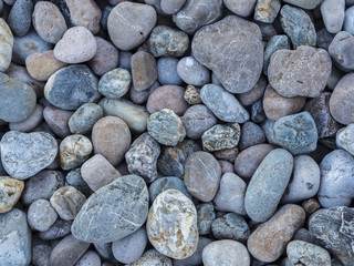 Kieselsteine am Strand von , Giardini - Naxos, Region Taormina, Sizilien, Italien