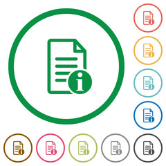 Document info flat icons with outlines