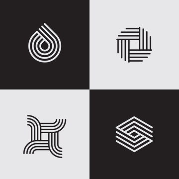 Modern Line Logos. Futuristic Geometric Shapes. Eps10 Vector.