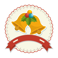 happy merry christmas bell card vector illustration design