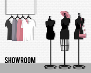 Vector illustration with showroom