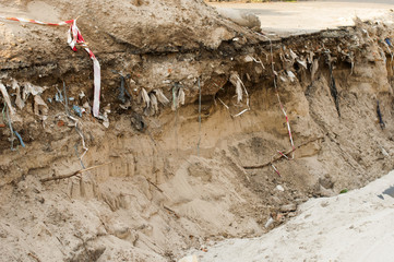 section of a sand cushion under the asphalt road