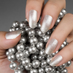glossy silver nails