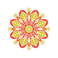 Kaleidoscope big bud. Oriental pattern illustration. Flower background