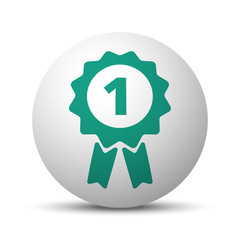 Green Prize Ribbon icon on white sphere