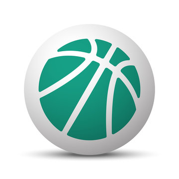 Green Basketball icon on white sphere