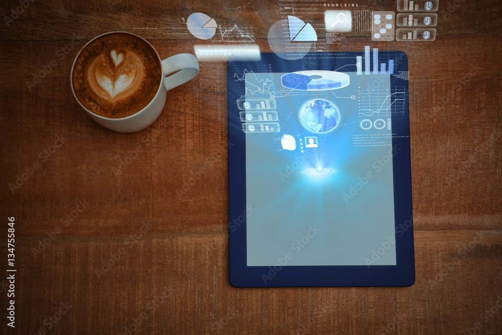 Poster composite image of global technology background 3d