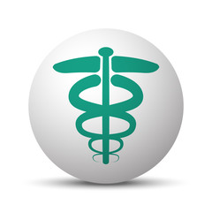 Green Medical Symbol icon on white sphere