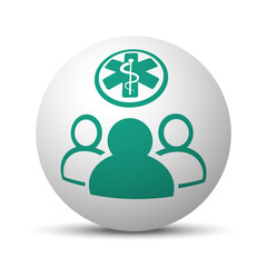 Green Medical Team icon on white sphere