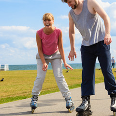 Cheerful couple enjoying ride together.