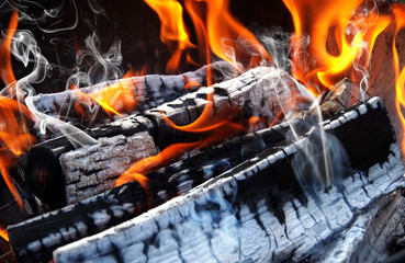 Detail of burning wood