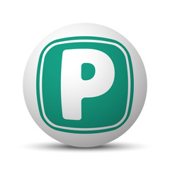 Green Parking icon on white sphere