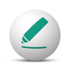 Green Sign Here icon on white sphere