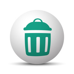 Green Delete icon on white sphere