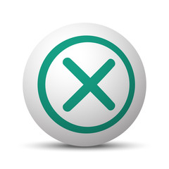 Green Cancel icon on white sphere