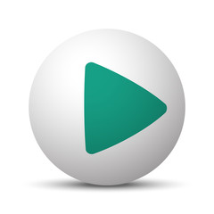 Green Play icon on white sphere