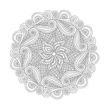 Graphic Abstract Mandala. Zentangle inspired style.