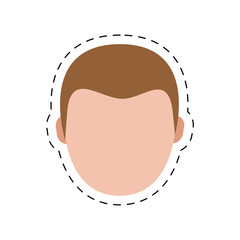 character delivery man head cut line vector illustration eps 10