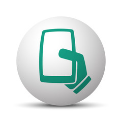 Green Smartphone  icon on white sphere