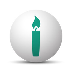 Green Candle Light icon on white sphere