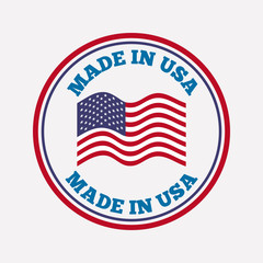 seal stamp with usa flag icon over white background. colorful desing. vector illustration