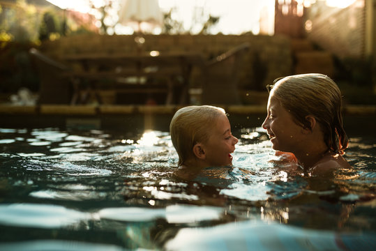 Two boys in pool 