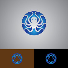 Octopus set of silhouettes vector. Collection of animal icons