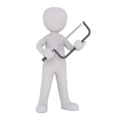 Cartoon Character Holding Large Hack Saw