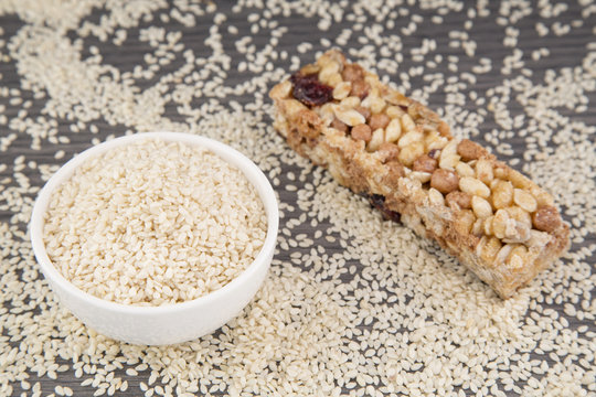 White Sesame Seed and Cereal Bar (Sesamum indicum)