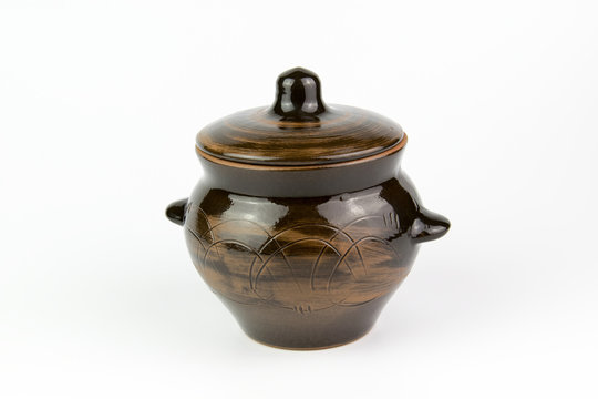 Ceramic pot isolated on white background.