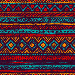 Seamless vintage pattern. Grungy texture. Ethnic and tribal moti