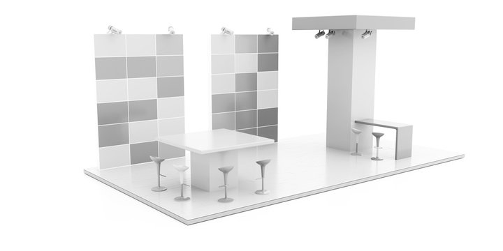Exhibition booth original and blank template, 3d rendering