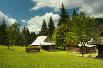 Old rural woody houses in Slovakia