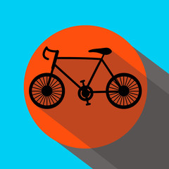 flat icon with a black Bicycle on a blue background