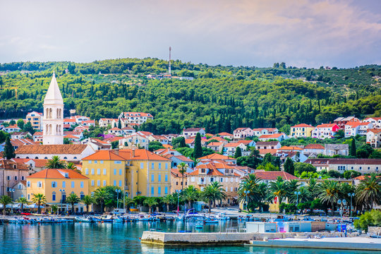 Supetar town Croatia. / View  at Supetar town, popular touristic destination on Island Brac, Croatia.