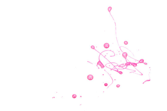 Pink nail polish on white background