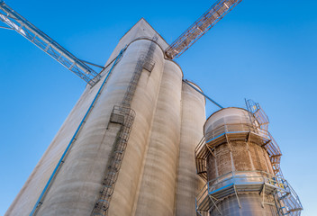 Upward View of Grain Large Grain Elevator