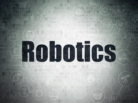 Science concept: Robotics on Digital Data Paper background