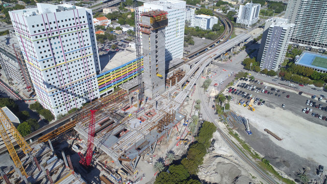 Construction of Miami Central Station and Brightline