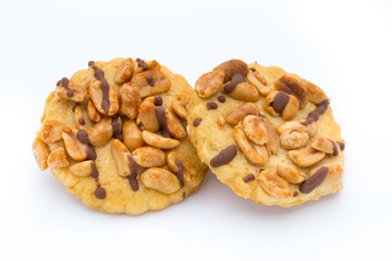 Cookies nuts on the  isolated on white background.