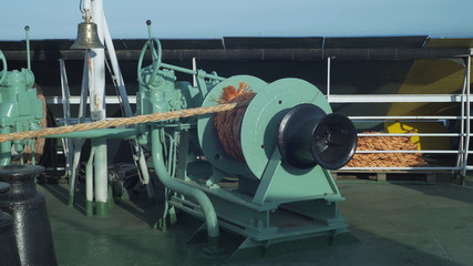 Winch With Rope On The Ferry