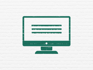 Software concept: Monitor on wall background