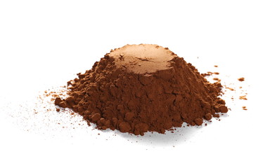 pile cocoa powder isolated on white background