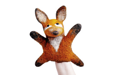 cute toy squirrel put on a hand
