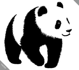 Fototapety  czarno-biała farba liniowa rysować ilustracji wektorowych panda
