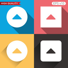 Colored icon or button of up arrow symbol with background