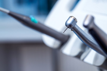 Different dental instruments and tools in a dentists office