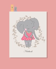 Cute elephant girl in dress.