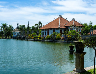Bali, Indonesia, November 2016. Ujung Water Palace is a beautiful park with big fish pond surrounds the old buildings