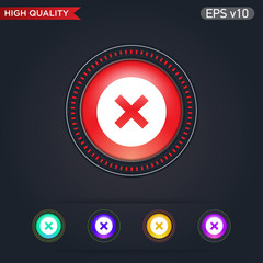 Obraz premium Colored icon or button of cross or delete symbol with background